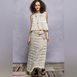POL Boho Crochet Knit Maxi Skirt🆕